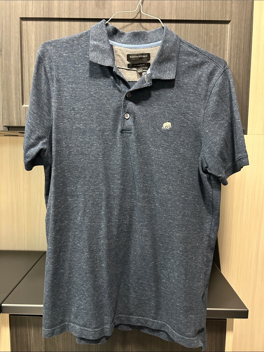 Banana Republic Men's Heathered Blue Polo with Logo